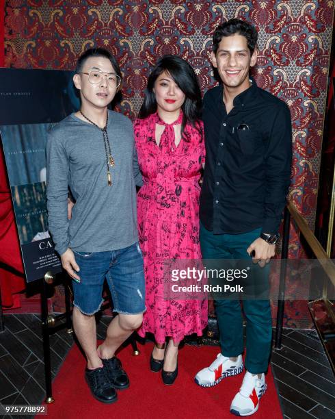 Onch Movement, producer Andrea Chung and actor Matt Bennett arrive at an event where Flaunt Presents a private screening of Eva Dolezalova's 'Carte...