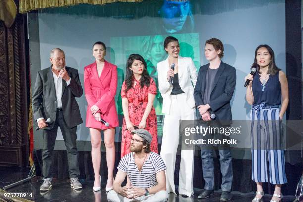 Gregory Itzin, Maya Henry, Andrea Chung, Johnny Whitworth, Eva Dole?alová, Jack Kilmer and Rebecca Sun on stage at an event where Flaunt Presents a...