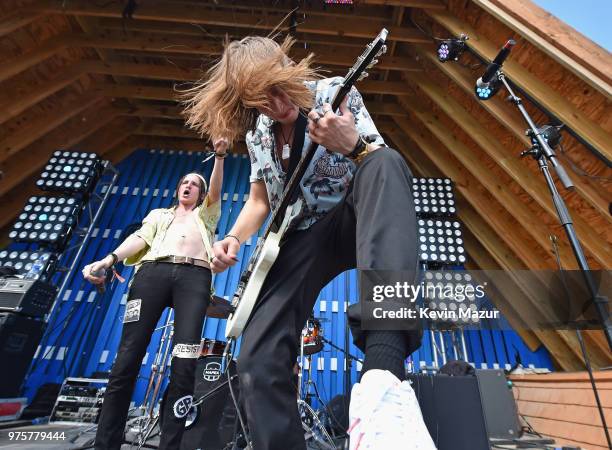 Mitchel Cave and Christian Anthony of Chase Atlantic perform on the Porch Stage during the 2018 Firefly Music Festival on June 15, 2018 in Dover,...
