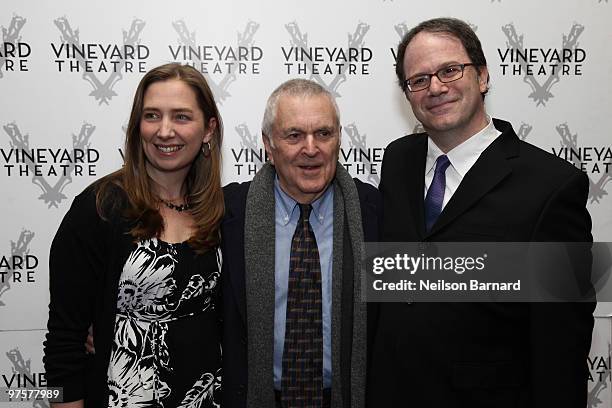 Jennifer Garvey-Blackwell, John Kander and Douglas Aibel attend the Vineyard Theatre Gala honoring the work of Kander and Ebb at Hudson Theatre...