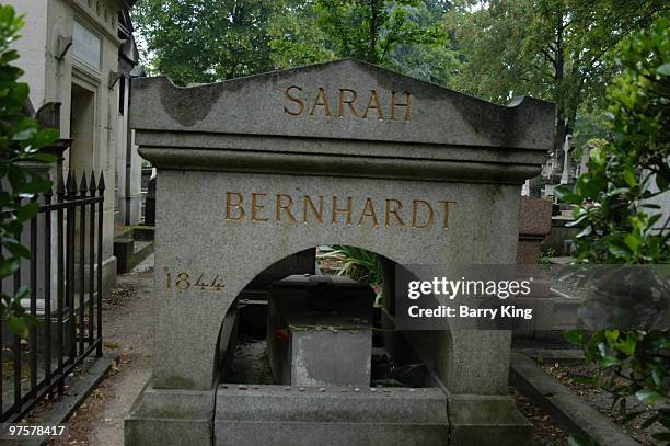 Sarah Bernhardt's Grave at Pere-Lachaise Cemetery in Paris, France