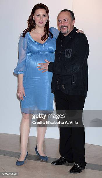 Actors Veronica Mazza and Maurizio Casagrande attend "La Valigia Sul Letto" photocall at Casa del Cinema on March 9, 2010 in Rome, Italy.