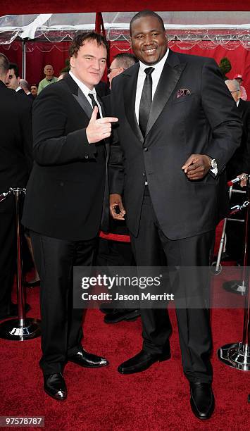 Director Quentin Tarantino and actor Quinton Aaron arrive at the 82nd Annual Academy Awards held at Kodak Theatre on March 7, 2010 in Hollywood,...