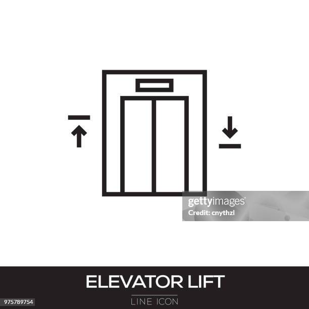 illustrazioni stock, clip art, cartoni animati e icone di tendenza di icona della linea ascensore - retrieving