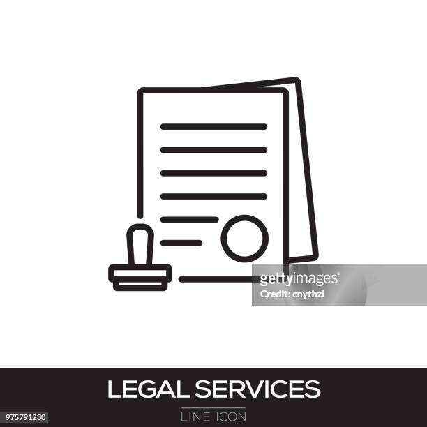 rechtsdienstleistungen liniensymbol - notar stock-grafiken, -clipart, -cartoons und -symbole