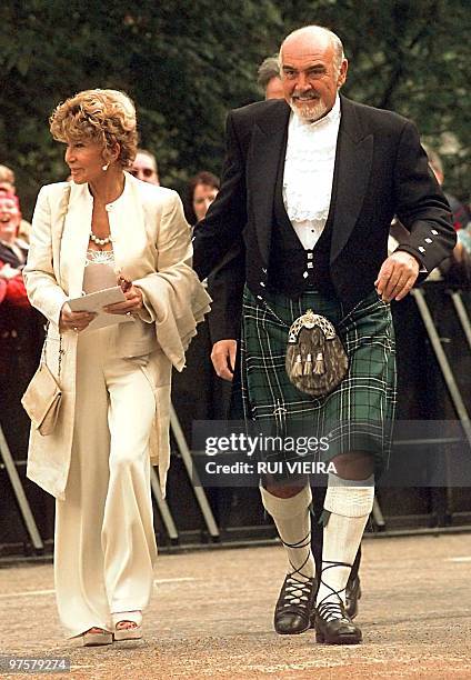 Scottish actor Sean Connery with wife Micheline arrive at the opening of the Scottish Parliament in Edinburgh, Scotland, 01 July 1999. It is the...