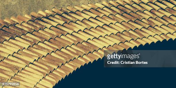 tiles roof of bellver castle - bortes stock pictures, royalty-free photos & images