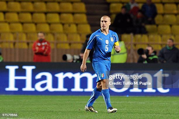 Fabio Cannavaro of Italy looks on during the International Friendly match between Italy and Cameroon at Louis II Stadium on March 3, 2010 in Monaco,...