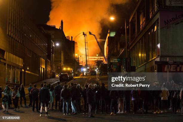 The Mackintosh Building at the Glasgow School Of Art is ablaze for the second time in four years on June 16, 2018 in Glasgow, Scotland. In May 2014...