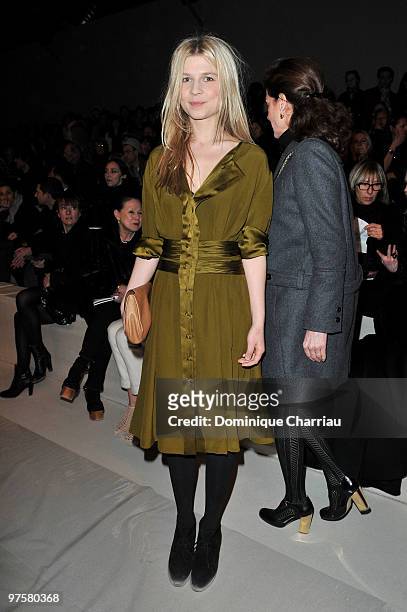 Clemence Poesy attends the Chloe Ready to Wear show as part of the Paris Womenswear Fashion Week Fall/Winter 2011 at Espace Ephemere Tuileries on...