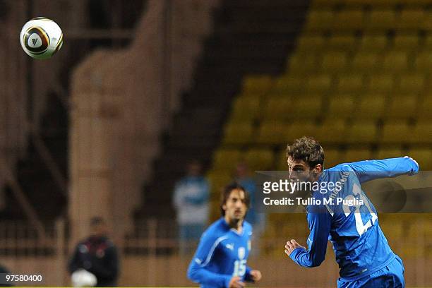 Claudio Marchisio of Italy in action during the International Friendly match between Italy and Cameroon at Louis II Stadium on March 3, 2010 in...