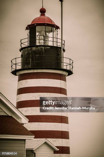 west quoddy head lighthouse - lubec stock-fotos und bilder