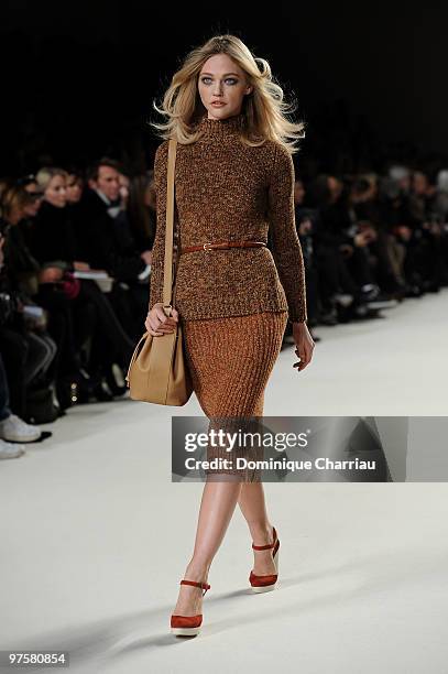 Model walks the runway during the Chloe Ready to Wear show as part of the Paris Womenswear Fashion Week Fall/Winter 2011 at Espace Ephemere Tuileries...