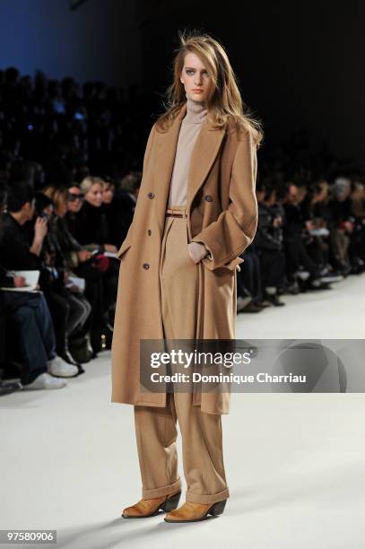 Model walks the runway during the Chloe Ready to Wear show as part of the Paris Womenswear Fashion Week Fall/Winter 2011 at Espace Ephemere Tuileries...