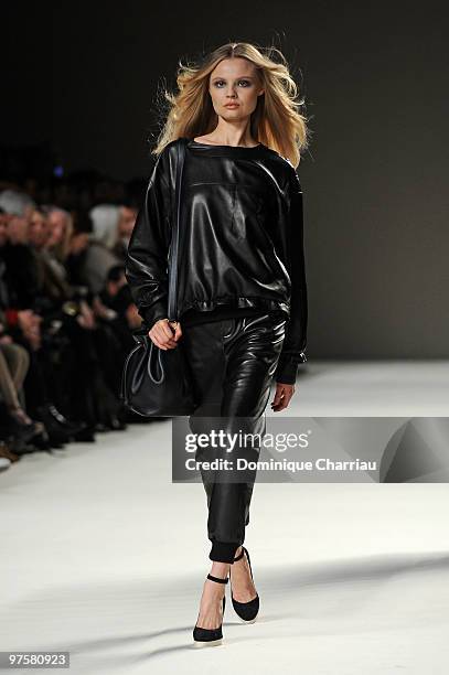 Model walks the runway during the Chloe Ready to Wear show as part of the Paris Womenswear Fashion Week Fall/Winter 2011 at Espace Ephemere Tuileries...