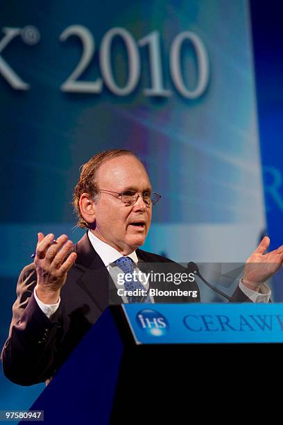 Daniel Yergin, chairman of IHS Cambridge Energy Research, speaks at the 2010 CERAWEEK conference in Houston, Texas, U.S., on Tuesday, March 9, 2010....