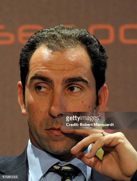 Albert Costa, Head Coach for the Spanish Davis Cup team, attends the Global Sports Forum 2010 at the Palau de Congressos de Catalunya on March 9,...