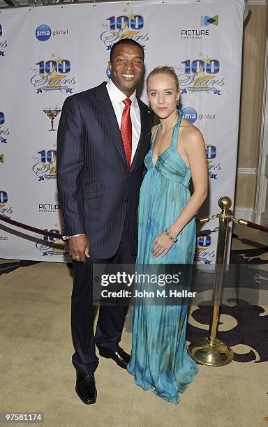 Actor Roger Cross and Josephine Jacob attend the 20th Annual Night of 100 Stars Oscar Gala in the Crystal Ballroom at the Beverly Hills Hotel on...