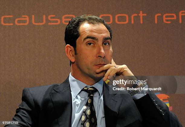 Albert Costa, Head Coach for the Spanish Davis Cup team, attends the Global Sports Forum 2010 at the Palau de Congressos de Catalunya on March 9,...