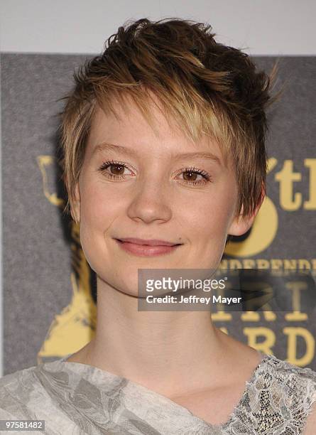 Actress Mia Wasikowska attends the 2010 Film Independent's Spirit Awards at Nokia Theatre L.A. Live on March 5, 2010 in Los Angeles, California.