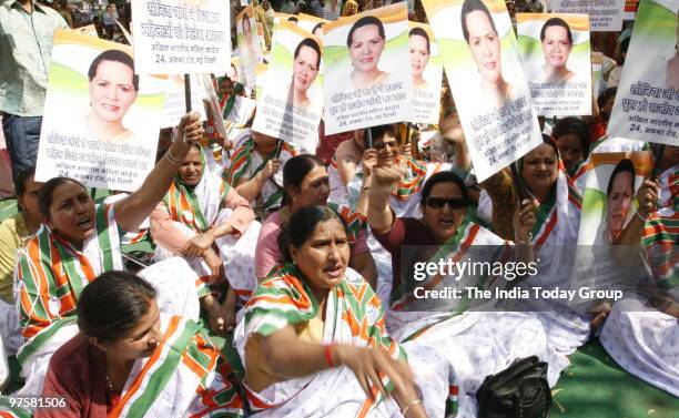 On the occasion of the International Women Day All India Mahila Congress organize a Vishal Mahila Congress Dhanyawad Rally at Jantar Mantar in New...