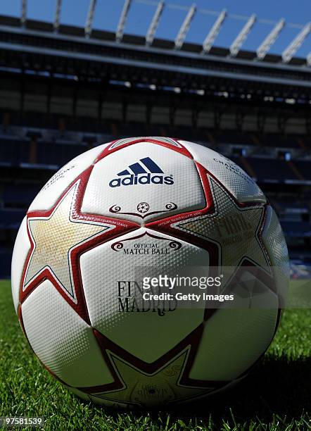 The new Official Match Ball for the UEFA Champions League Final in Madrid on May 22nd: the 'Finale Madrid' at the Santiago Bernabeu stadium on March...