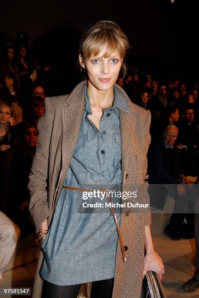 Anja Rubik attends the Chloe Ready to Wear show as part of the Paris Womenswear Fashion Week Fall/Winter 2011 at Espace Ephemere Tuileries on March...