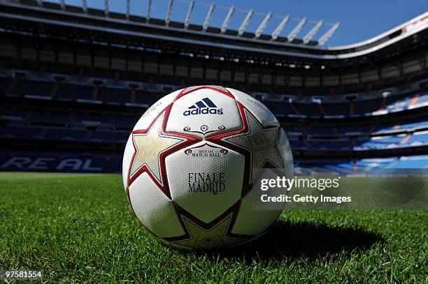 The new Official Match Ball for the UEFA Champions League Final in Madrid on May 22nd: the 'Finale Madrid' at the Santiago Bernabeu stadium on March...