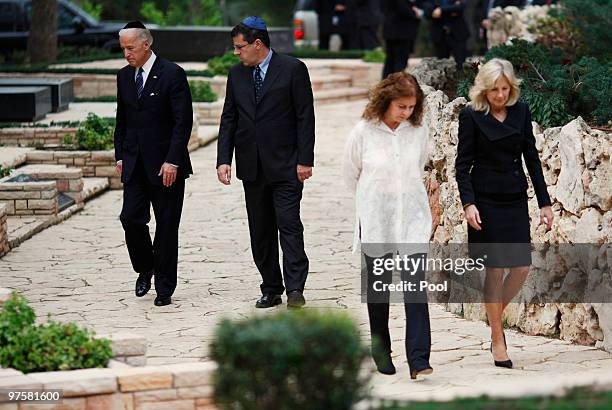 Vice President Joseph Biden, Yuval Rabin and Dalia Rabin Philosof, son and daughter of late Israeli Prime Minister Yitzhak Rabin, and Biden's wife...