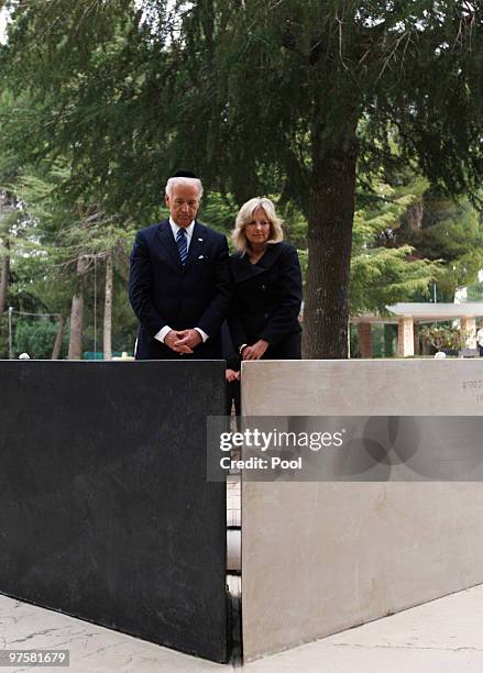 Vice President Joe Biden and his wife Dr. Jill Biden stand at the graves of late Israeli Prime Minister Yitzhak Rabin and his wife Leah in the...