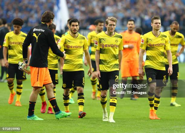 Jadon Malik Sancho of Dortmund, Goalkeeper Roman Weidenfeller of Dortmund, Nuri Sahin of Dortmund, Andre Schuerrle of Dortmund, Goalkeeper Roman...