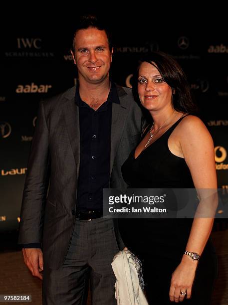 Laureus Friend & Ambassador Michael Vaughan and his wife Nicola attend the Laureus Welcome Party part of the Laureus Sports Awards 2010 at the...