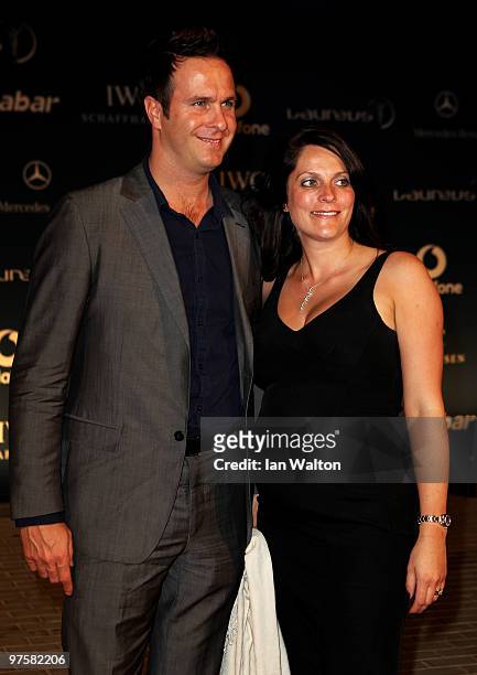 Laureus Friend & Ambassador Michael Vaughan and his wife Nicola attend the Laureus Welcome Party part of the Laureus Sports Awards 2010 at the...