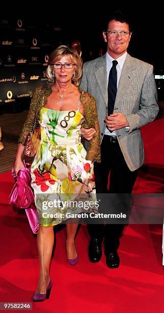 Fabio Cappello and his wife Laura attend the Laureus Welcome Party part of the Laureus Sports Awards 2010 at the Fairmount Hotel on March 9, 2010 in...