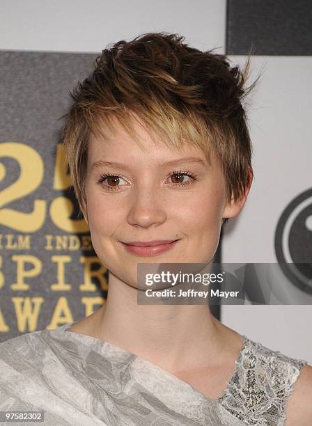 Actress Mia Wasikowska attends the 2010 Film Independent's Spirit Awards at Nokia Theatre L.A. Live on March 5, 2010 in Los Angeles, California.