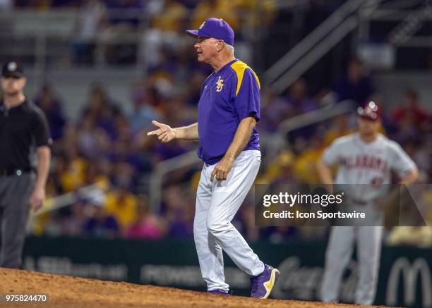 Tigers head coach Paul Mainieri during a game between the Alabama Crimson Tide and the LSU Tigers on May 12 at Alex Box Stadium in Baton Rouge, LA.