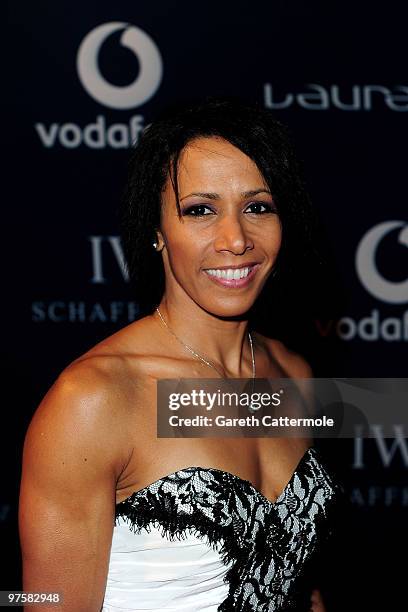 Dame Kelly Holmes attends the Laureus Welcome Party part of the Laureus Sports Awards 2010 at the Fairmount Hotel on March 9,2010 in Abu Dhabi,United...