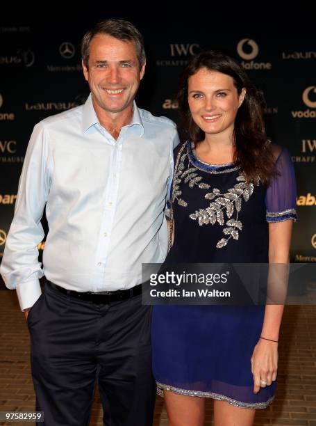 Alan Hansen and daughter Lucy attend the Laureus Welcome Party part of the Laureus Sports Awards 2010 at the Fairmount Hotel on March 9, 2010 in Abu...