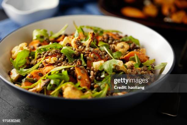 healthy vegetarian lentils bowl - haoliang stock pictures, royalty-free photos & images