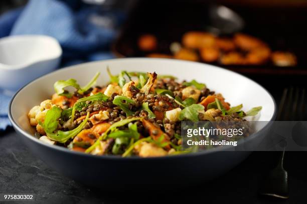 healthy vegetarian lentils bowl - haoliang stock pictures, royalty-free photos & images