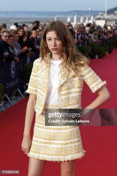 Sigrid Bouaziz attends red carpet photocall during Cabourg Film Festival day 3 on June 15, 2018 in Cabourg, France.