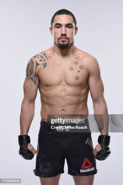 Middleweight Champion Robert Whittaker of New Zealand poses for a portrait during a UFC photo session on June 6, 2018 in Chicago, Illinois.