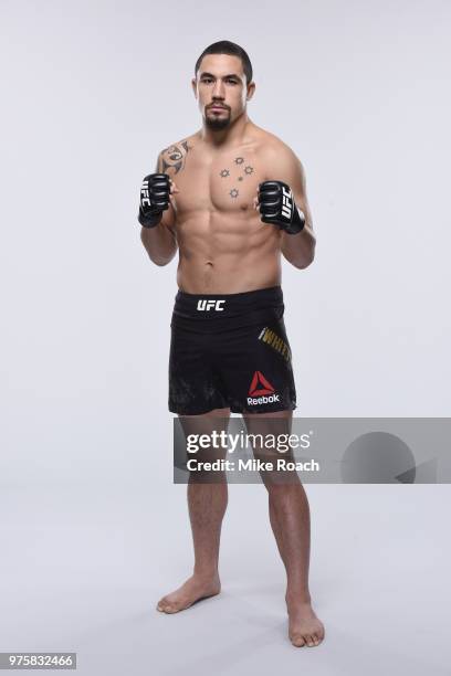 Middleweight Champion Robert Whittaker of New Zealand poses for a portrait during a UFC photo session on June 6, 2018 in Chicago, Illinois.