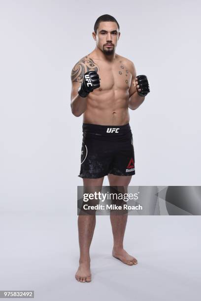 Middleweight Champion Robert Whittaker of New Zealand poses for a portrait during a UFC photo session on June 6, 2018 in Chicago, Illinois.