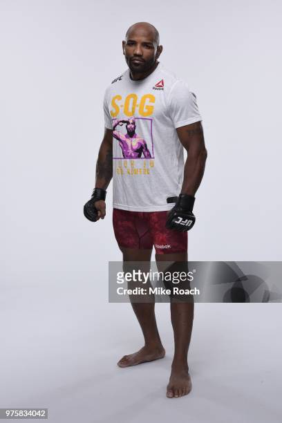 Yoel Romero of Cuba poses for a portrait during a UFC photo session on June 7, 2018 in Chicago, Illinois.