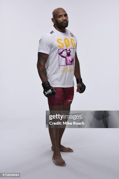 Yoel Romero of Cuba poses for a portrait during a UFC photo session on June 7, 2018 in Chicago, Illinois.