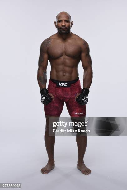 Yoel Romero of Cuba poses for a portrait during a UFC photo session on June 7, 2018 in Chicago, Illinois.