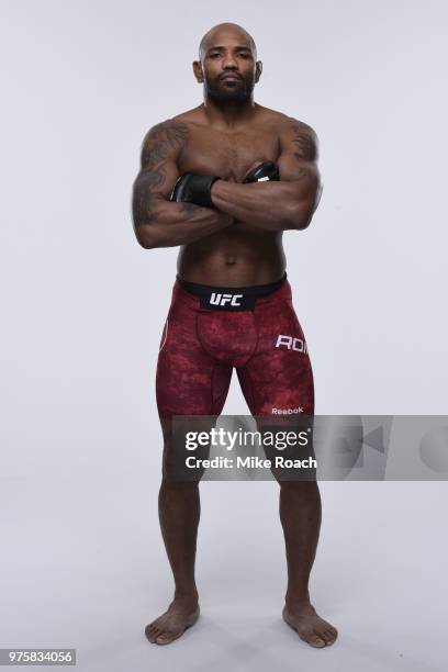 Yoel Romero of Cuba poses for a portrait during a UFC photo session on June 7, 2018 in Chicago, Illinois.