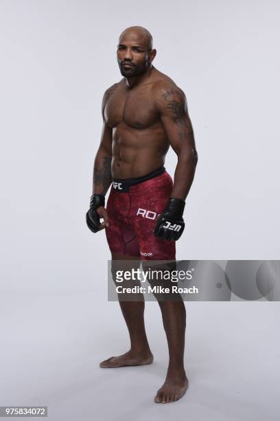 Yoel Romero of Cuba poses for a portrait during a UFC photo session on June 7, 2018 in Chicago, Illinois.