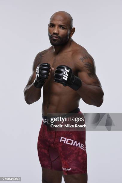 Yoel Romero of Cuba poses for a portrait during a UFC photo session on June 7, 2018 in Chicago, Illinois.